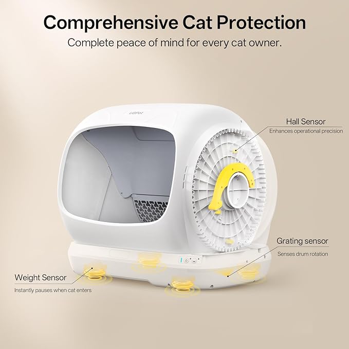 UBPET Automatic Litter Box, 106L Extra Large Self-Cleaning Cat Litter Box for Multiple Cats, Smart App Control, Odor-Control System, Anti-Pinch Safety Design, Includes Waste Bags and Deodorizer Blocks