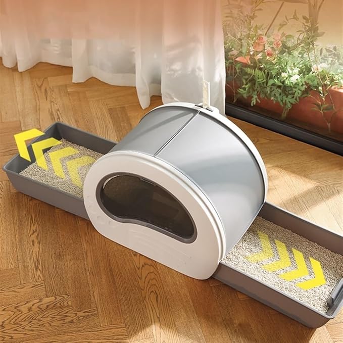 Pet Supplies, Enclosed Cat Litter Box Large, Splash-Proof Control with Scoop & Drawer(Blue)