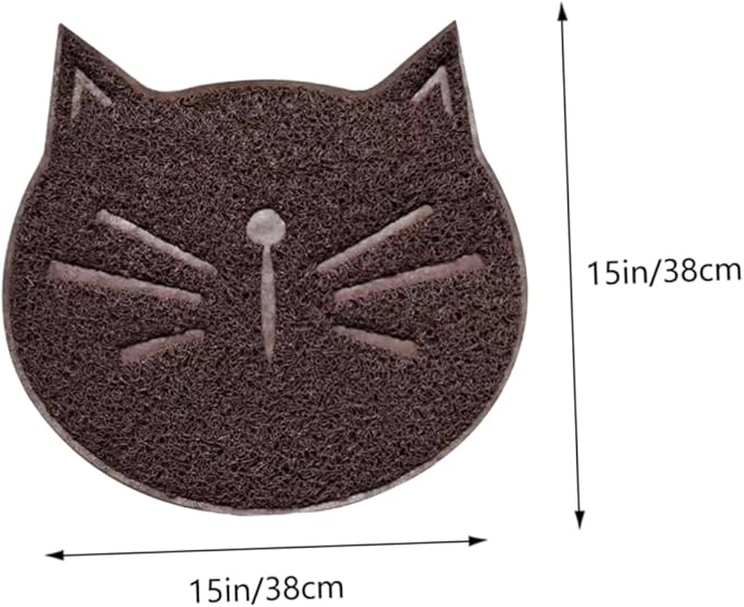 IMIKEYA 1pc Cat Litter Mat Non- Grinding Cushion Cat Pattern and Gentle Material Splash Design for Easy Cleaning Brown