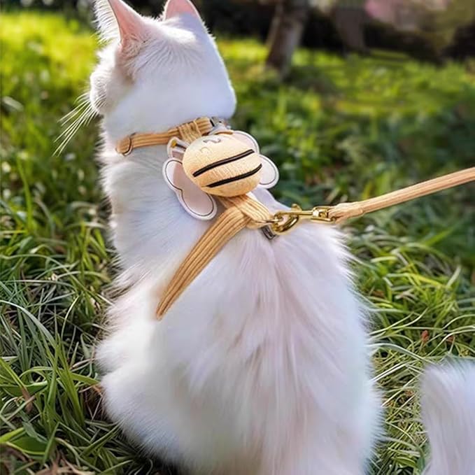 Cat Harness and Leash Set, Cat Harness Escape Proof, Rabbit Harness and Leash Set, Costumes for Cats and Bunny(A, Middle)
