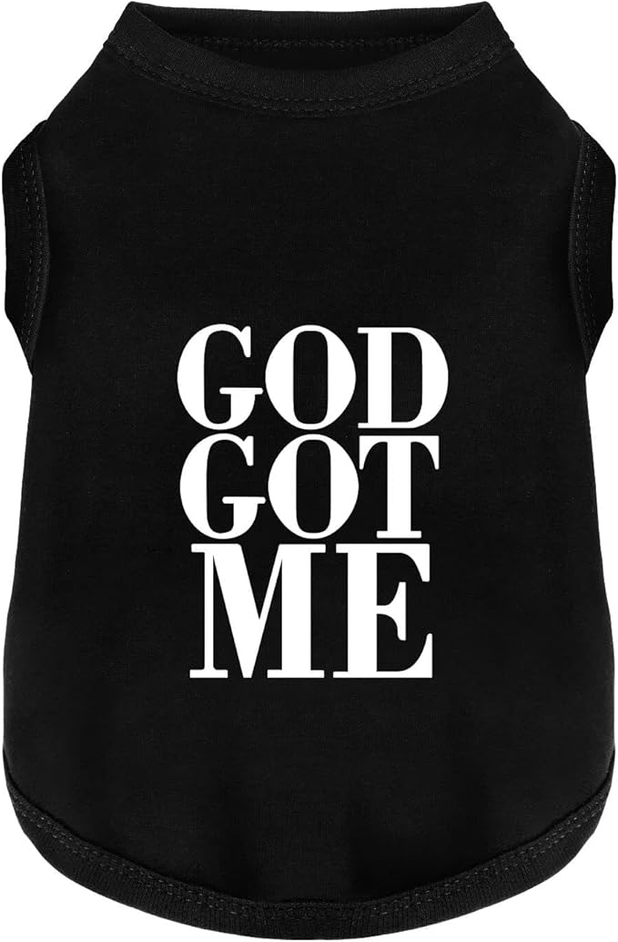 Discover Cozy Cotton Canine Wear: Breathable Soft, and Lightweight Dog Shirt Vest with Eye-Catching Graphics(GOD GOT ME), Keeping Your Furry Friend Warm and Comfy! Black XS