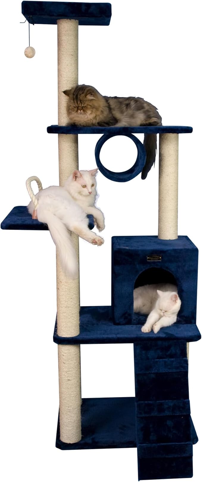 Armarkat 71" Navy Cat ClimbIng Tower, Real Wood Cat Scratching Furniture, A7101