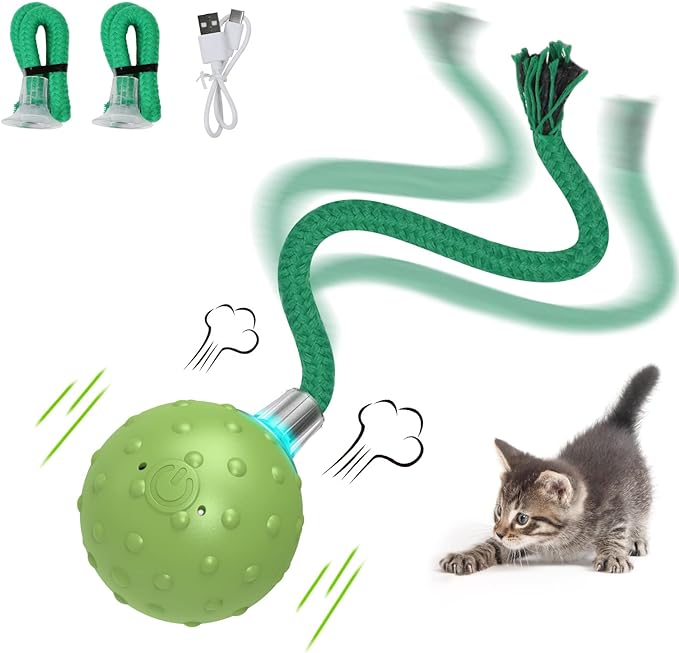 umosis Interactive Cat Toys for Bored Indoor Adult Cats, Automatic Fast Move On Carpet, Bird Chirping & Motion Activated Cat Ball
