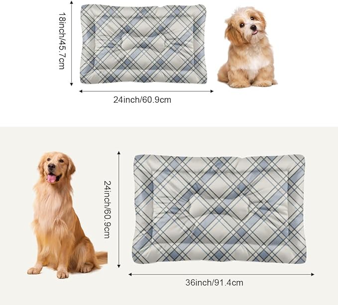 Grey Plaid Pet Mat Non Slip Bottom Water Resistant Dog Bed Cozy Soft Car Pad for Dogs Furniture Covers for Pets Printed Cat Mat Gift Chew Proof Dog Bed 24× 18 Inch Indoor Outdoor