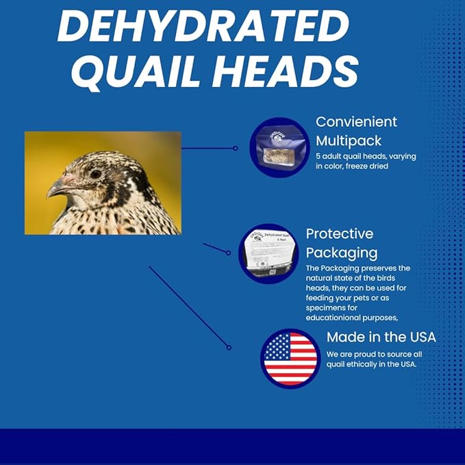 Fine Feline Feasts Quail Heads - Gourmet Cat Treats, High Protein, Nutrient-Dense, Promotes Natural Instincts, Healthy Skin & Coat, Minimal Ingredients Pack of 5
