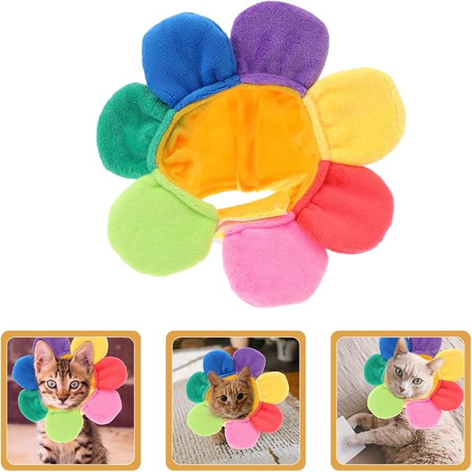 Sunflower Cat Headdress 2pcs Set Decorative Pet Hat Floral Costume Summer Puppy Hat Household Cat Party Apparel