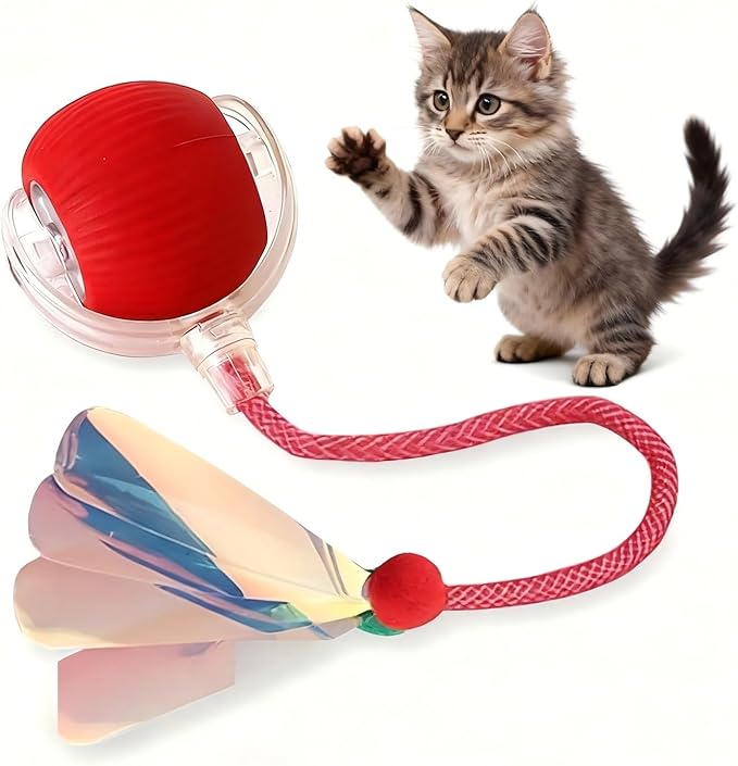 JBD Smart Cat Toy Ball for Indoor Cats, Automatic Interactive Cat Toy - Auto Rolling Kitten Toys for Boredom Relief, Silent Self Moving Electronic Pet Toy Ball for Exercise, USB Rechargeable