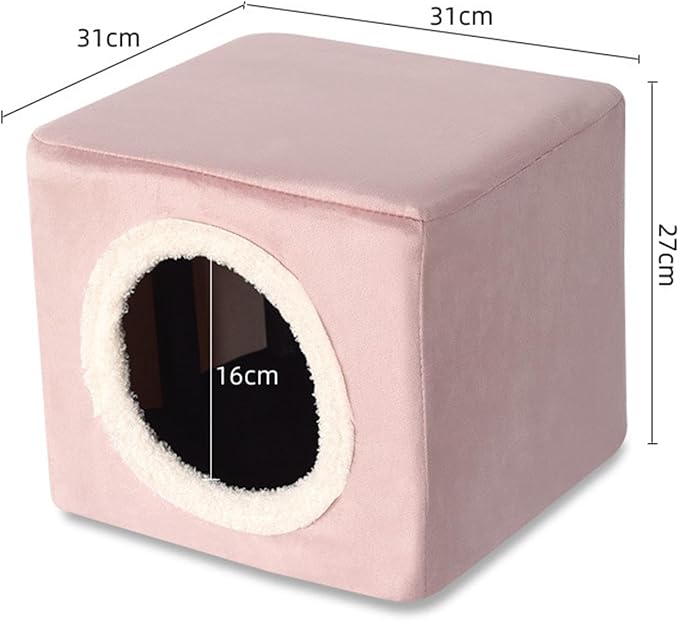Baoblaze Cat House Cat Bed for Hideaway Furniture Sturdy Covered Cat Bed Cave Pet Condo for Cats Exercising Sleeping, Pink