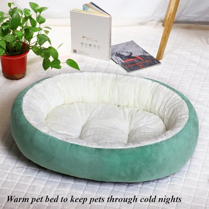 Warming Round Plush Pet Bed, Winter Warm Dog Bed for Small Dogs & Cat Bed for Indoor Cats, Calming Pet Mat Pad for Puppy Kitty, Pet Supplies(Green,X-Large)