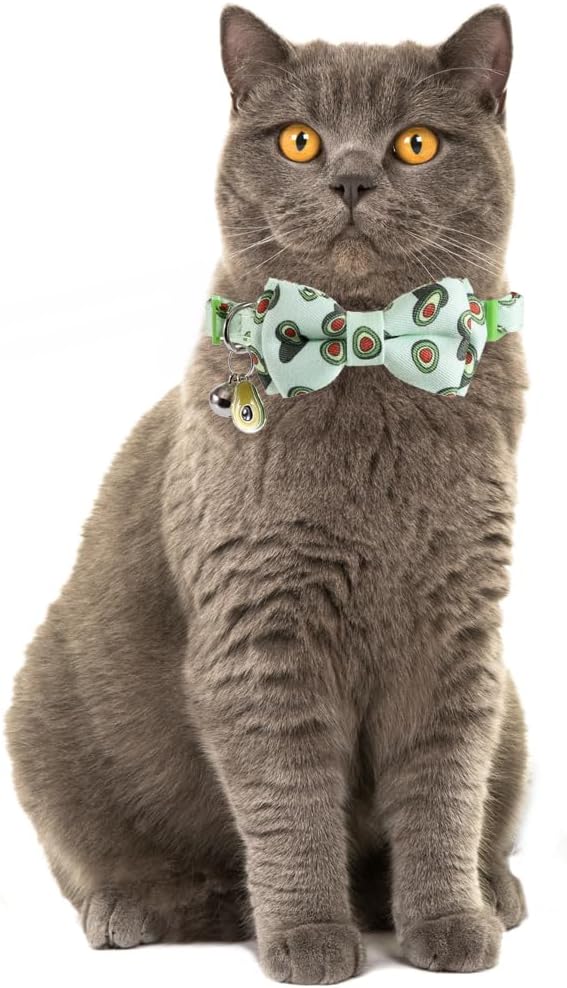 Lamphyface Cat Collar Breakaway with Cute Bow Tie Bandana and Bell Fruits Accessories for Kitty Adjustable Safety