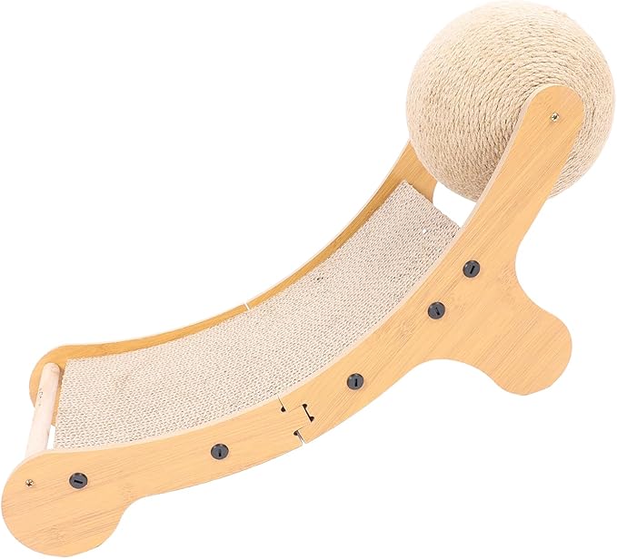 Focket Cat Scratcher Bed, Spacious Design for Large Cats Sisal Construction Protects Furniture, Cat Hammock with Toy Ball for Anxiety Relief Indoor Use