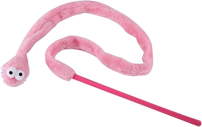 Cat Toy Snake, Serpentine Mint Cat Teasing Stick Enhance Bond with Cats, Pet Stress Relief and Interactive Toys (Pink)