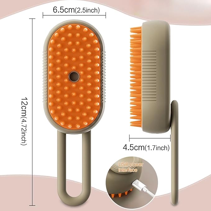 Cat & Dog Grooming Brush, 3-in-1 Steamy Spray Comb for Shedding & Mats, Self-Cleaning Slicker, Detangling De-Shedding Pet Hair Remover, Anti-Static Massage Brush for Long & Short Hair