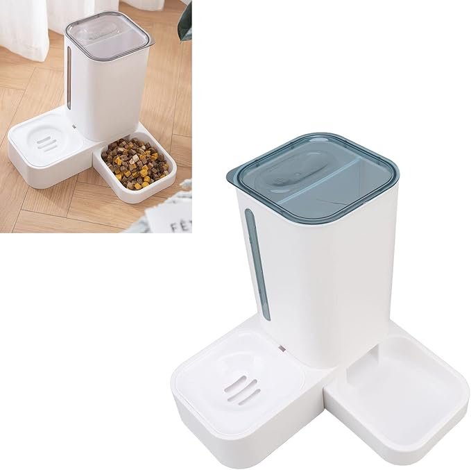 Automatic Cat Feeder Large, Automatic Dog Feeder Gravity, 2 in 1 Pet Set Gravity Water Food Dispenser Stable Supply for Small and Medium Cats and Dogs