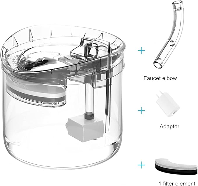 Pet Water Dispenser Automatic Pet Drinking Fountain 1.8L Super Quiet Automatic Pet Drinking Fountain with Faucet Kits for Cats and Small to Medium Dogs