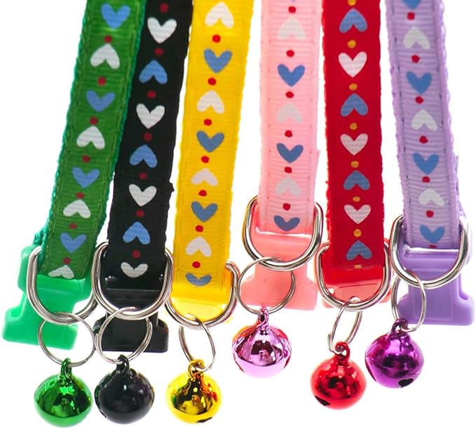 Red XXS Dog Collar with Bell, 2-Pack Puppy Collar with Bell, Nylon Cute Female Cat Collars Adjustable XXSmall XS Little Small Girl's Kitten Dogs