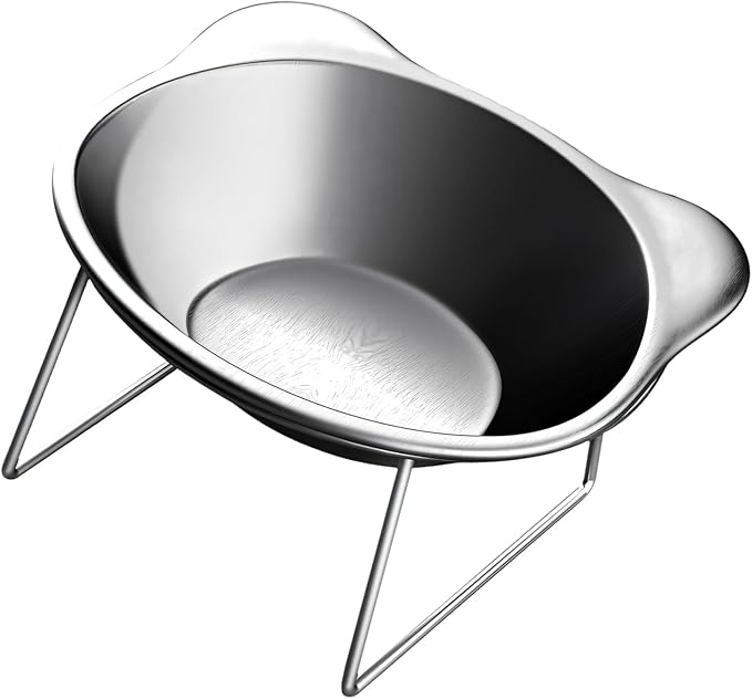 Elevated Cats Bowls Feeders Rustless Steel Bowl Stand with Weighted Base Feeding & Watering Pet Supply Rustless Steel Pet Bowl