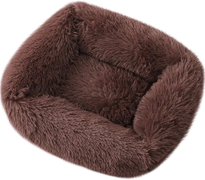 La La Pet® Donut Dog Cat Bed Cozy Cave Pet Bed Burrow Dog Bed Calming Cuddler Self-Warming Pet Bed Soft Plush Pet Cushion Improved Sleep for Cats Small Medium Dogs Coffee M