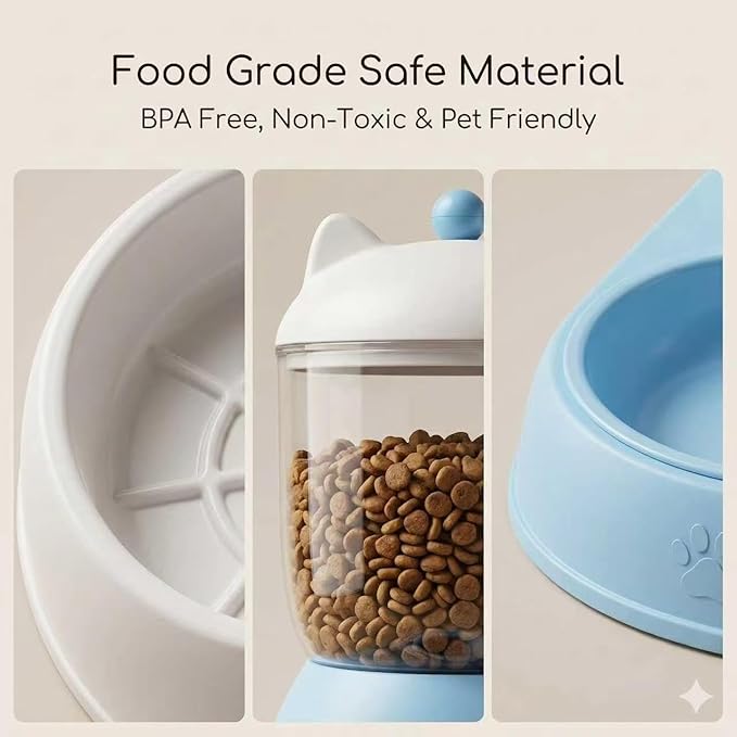 Cat Food Dispenser, Cat Feeder, Cat Feeder and Water Dispenser Automatic Pet Food Dispenser (3s)