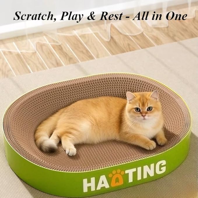 Large Cat Scratcher Bed, Anti-Tip Cardboard Scratching Lounge Couch for Indoor Cats & Kittens, Durable Scratch Pad Bed Furniture Protector(17.72''X3.54''X17.72'')