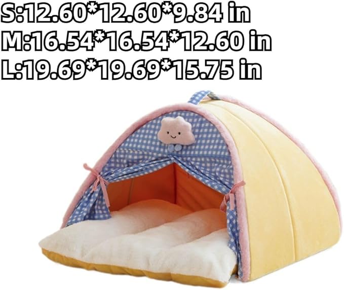Cat House, Cat Beds for Indoor Cats, Cat Tent with Curtain Design for Winter, Cat Bed with Removable and Washable Cushion (Large)