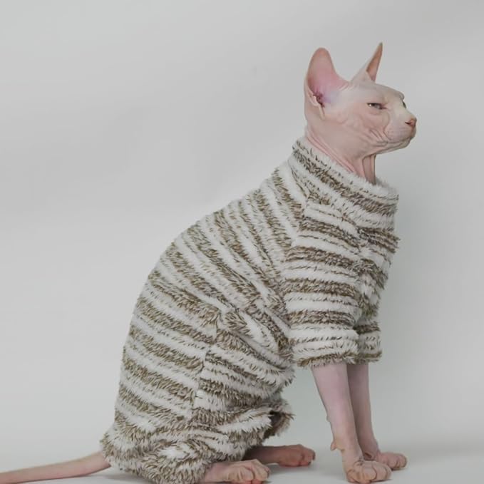 Thick, Warm,Winter Four-Legs Hairless Cat Sweater for Sphynx, Devon Rex, Cornish Rex, Abyssinian, and Small Kitten Breeds, (Small)
