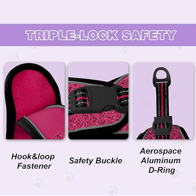 Cat Harness and Leash Set,Escape Proof Kitten Harness,Step in Adjustable Soft Lightweight,Easy Control,Reflective Strips Comfortable for Walking Travel(Pink/Black,XXS)