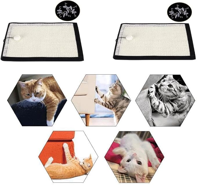 Natural Sisal Cat Scratching Pad & Furniture Protectors - Cat Scratcher Mat for Sofa, Couch, Chair & Wall Carpets
