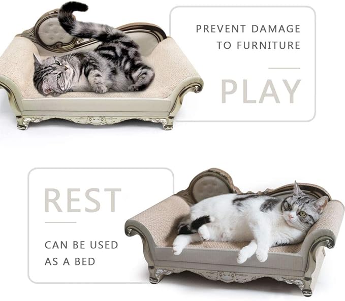 SONGWAY Cat Scratcher Sofa Bed - Corrugated Cardboard Scratching Pad, Luxury Cat Lounge Bed, Furniture Protecter with Textured Scratcher Mat