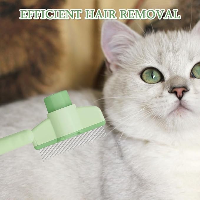 1PC Flea Comb for Cats Dogs Brush, Self-Cleaning Grooming Brushes for Shedding Pet Hair Removal Comb, Pet Grooming Supplies for Cats & Dogs Short & Long Hair