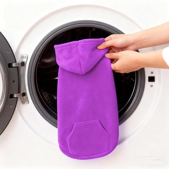 EXPAWLORER Dog Hoodie Fleece Sweater Vest, Hooded Dog Sweatshirt Fall Winter Pet Clothes with Leash Ring, Sleeveless Warm Cozy Puppy Clothing for Cat Small Medium Large Dogs Girl Boy, Purple S
