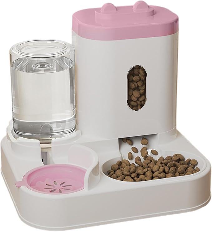 Automatic Cat Feeder - Food Water Dispenser, Cat Automatic Feeder for Timed Meal Management, Robust Animal Piece, Pet Care Item with Flow Supply, Seamless Provision Unit for Feeding