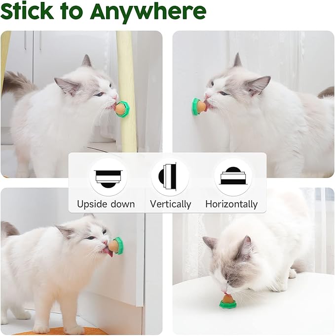 Potaroma 6 Pack Cat Energy Ball Toys, Includes Catnip, Edible Kitty Toys for Cats Lick, Safe Healthy Kitten Chew Toys, Teeth Cleaning Dental Cat Toy, Cat Wall Treats