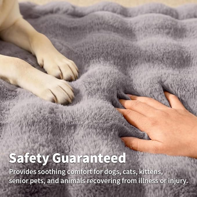 SOMAHE Dog Blanket, Reversible Sherpa & Bubble Fleece Pet Throw, Ultra-Soft Plush for Medium Dogs, Machine Washable, Anti-Static, Warm & Cozy, 39"×31" Inch Gray