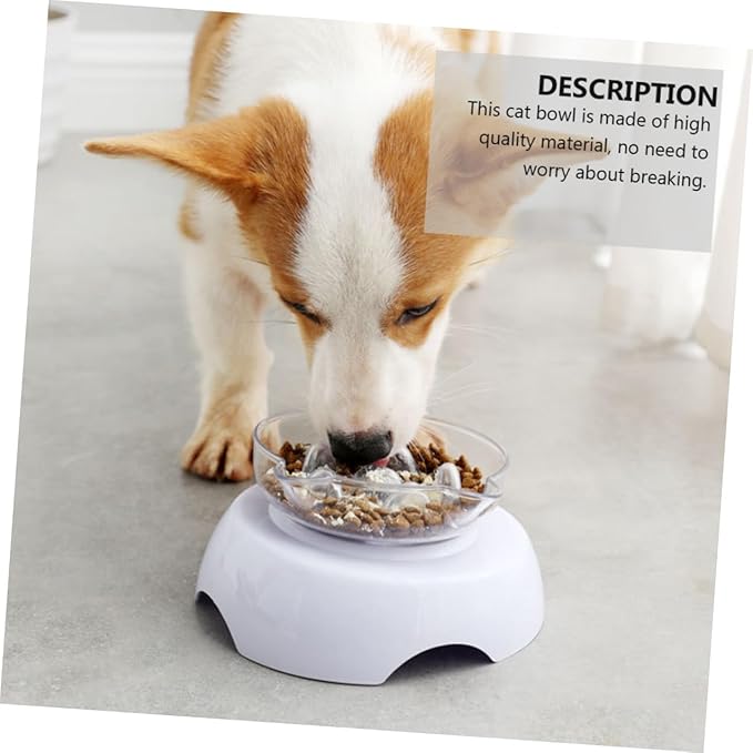 Tilted Cat Food Bowl 15° Plastic Neck Protective Pet Drinking Feeder Raised Raised Base Suitable for Cats Feeding and Watering