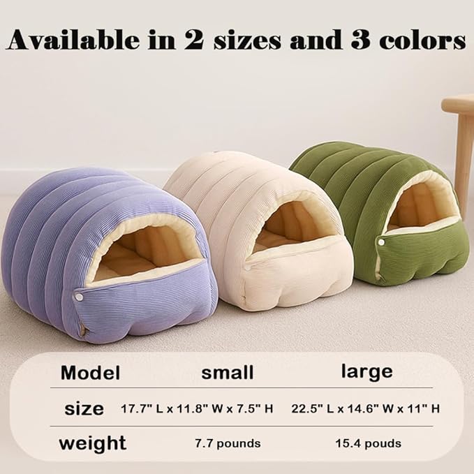 Removable and Washable Winter Closed-Off Cat Bed, Warm Cat Bed for Winter, Cotton Soft Pet Nest for Cats, Warm Cave Nest Sleeping Puppy for Cats & Small Dogs (White, Small)