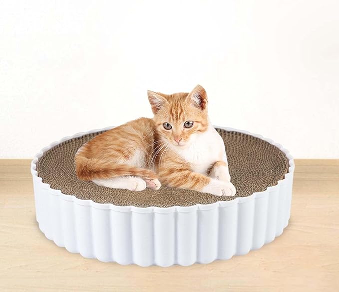 Cat Scratcher Cardboard,Cat Scratching Lounge Bed,Furniture Protection nest Cat Scratch Pad, Cat Cardboard Pad for Indoor Cats Training, White