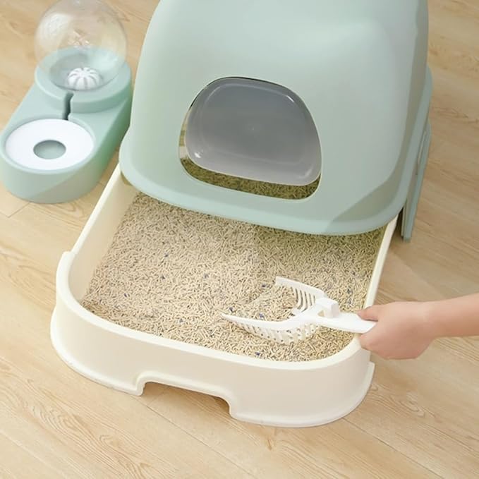 Pet Supplies, Large Covered Cat Litter Box with Lid & Scoop, Enclosed Indoor for Medium & Big Cats(Dark Green)