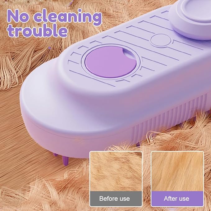 Pet Hair Brush with Steam Mist for Cats, 2026 New 3 in 1 Cat Steam Deshedding Brush with Hair Release Button, Pet Comb with Spray for Shedding & Grooming & Massaging & Cleaning (Purple)