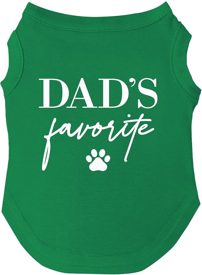 Dad's Favorite Father's Day Dog Tee Shirt | Sleeveless | Sizes for Puppies, Toys and Large Breeds (Green, 2X-Large 757)