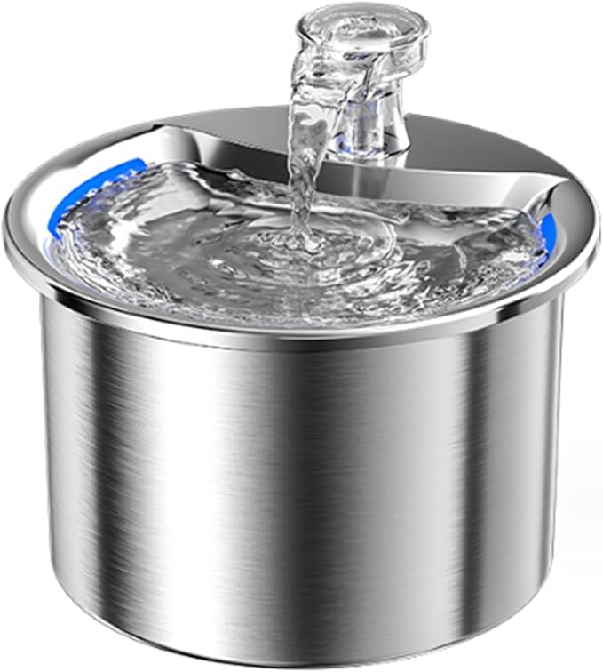 Stainless Steel Cat Water Fountain for Cats Drinking Inside,2L/68oz Dog Fountain Automatic Pet Water Dispense, Ultra Silent Automatic Feeding & Watering Supplies
