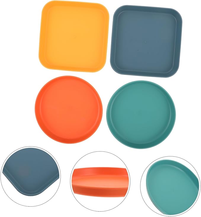 Kisangel 4pcs Multifunctional Pet Food Tray Cat Dog Bowls Shallow Plates for Wet Food Easy-Clean Square Cat Dishes