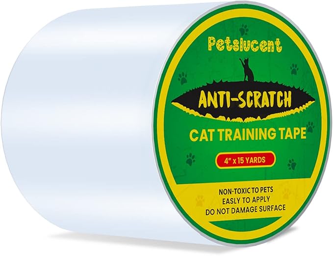Cat Scratch Furniture Protector Tape, Double Sided Clear Sticky Paws Guards for Carpet, Sofa, Couch, Door (4''x 15 Yards, Blue)
