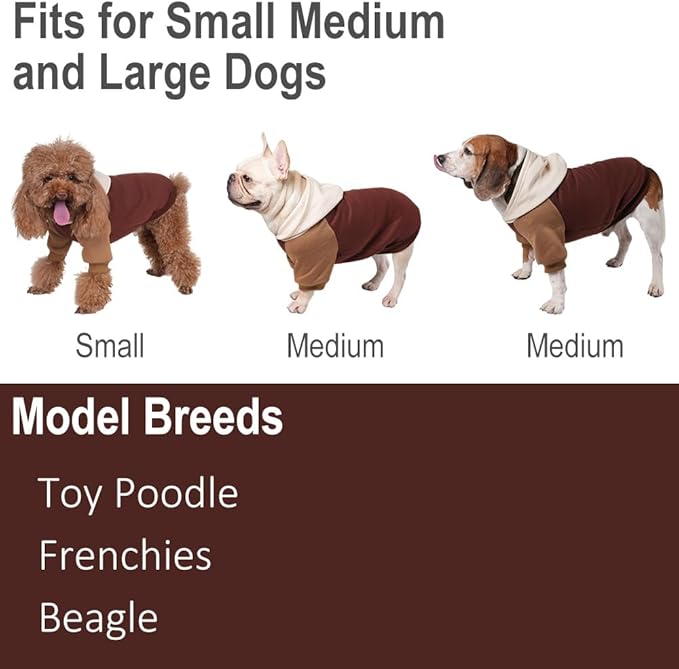 Fashionable Dog Hoodie – Soft & Warm Dog Sweater with Leash Hole,Pet Hooded Sweatshirt for Cats and Dogs with Broad Chests (e.g., French Bulldogs, Pitbulls) (Brown, Large)