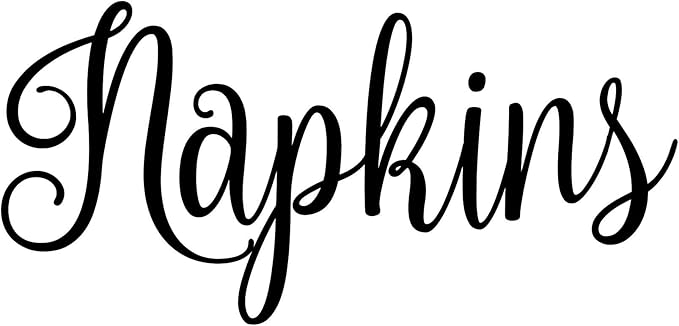 Napkins 5.25w x 2.5h Label | Kitchen Pantry Organization | Die Cut Vinyl Decal | Black Fancy Font (Sticker Only)