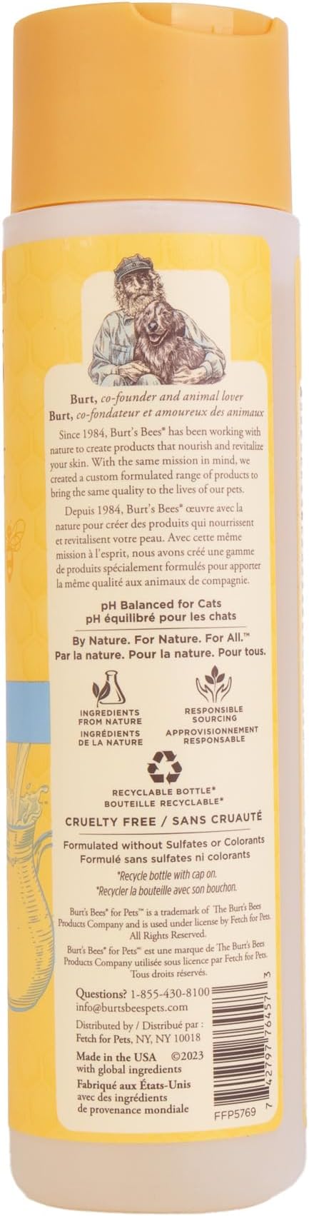 Burt's Bees for Pets Tearless Kitten Shampoo with Buttermilk and Honey, 99% Natural Origin Gentle Cat Shampoo for Sensitive and Itchy Skin, pH Balanced and Fragrance-Free, 10 Fl Oz - 2 Pack