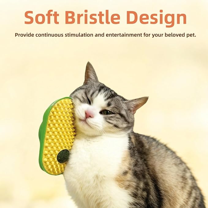 【2-Pack】Wall-Mounted Catnip Grooming Massager - Self-Grooming Corner Brush for Cats to Lick, Scratch, and Massage Cheeks with Catnip, for Indoor Cats