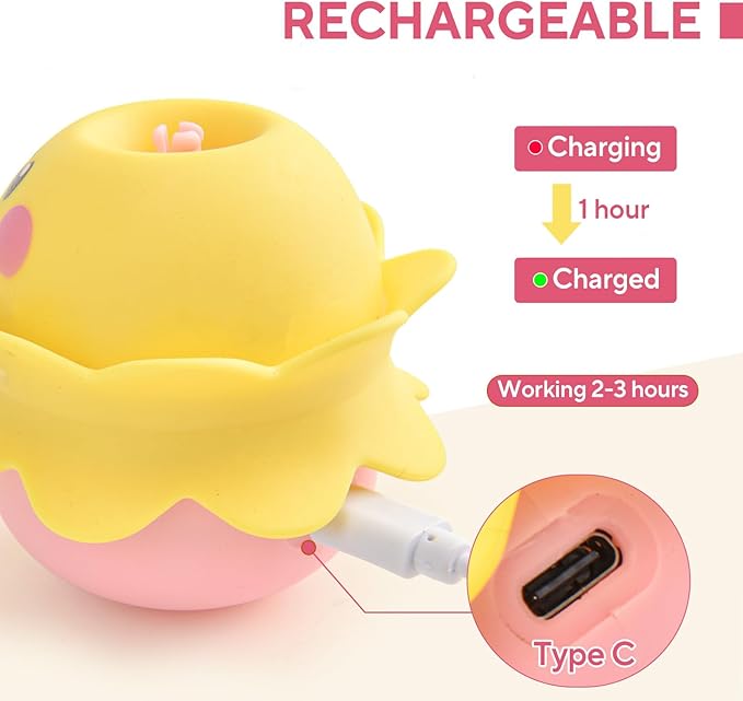LIFLIX Interactive Automatic Cat Feather Toy, Rotating with LED Light, Rechargeable Electronic Chirping Toys for Indoor Cats, Yellow