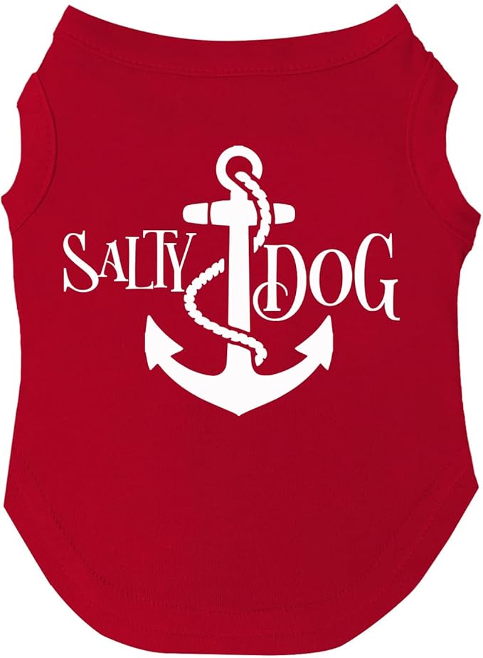 Salty Dog Dog Tee Shirt | Sleeveless | Summer Fun | Beach Vibes | Ocean Lover | Sunshine (Red, 4X-Large 100)