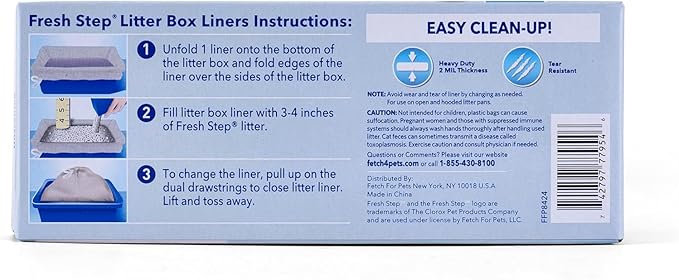Fresh Step Jumbo Drawstring Cat Litter Box Liners, Unscented Heavy Duty Kitty Litter Bags for X-Large Oval or Rectangle Pans, Helps Contain Mess, Easy Lift Out Cleanup, 36 x 19 in, 7 Count - 36 Pack